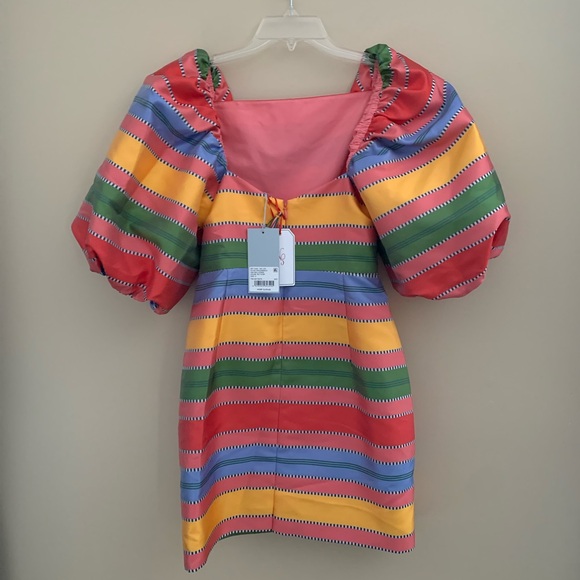 Antonio Melani The Nat Note -multicolor striped mini dress with puff sleeves 2 - Picture 8 of 15